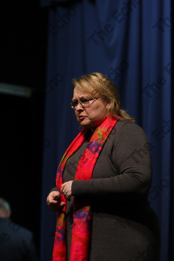 Feis26032018Mon44 
 44
Adjudicator Mary Mulcahy congratulating the performers who took part in Class: 114.
 Speech and Drama Class: 114: The Altrusa Club of Cork Perpetual Trophy Solo Action Song 10 Years and Under Section 3Feis Maiti 92nd Festival held in Fr. Mathew Hall. EEjob 26/03/2018 Picture: Gerard Bonus