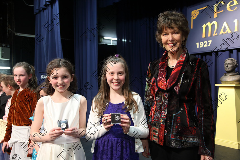 Feis26032019Tue38 
 38
Silver Medalists Ava ODriscoll and Mairead Stapleton from Ovens with Adjudicator Cally Foster.

Class: 312: Dramatic Duo 10 Years and Under Section 1, A Duo Scene not exceeding 5minutes.

Feis Maiti 93rd Festival held in Fr. Mathew Hall. EEjob 26/03/2019. Picture: Gerard Bonus