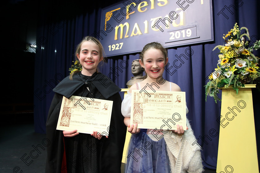 Feis26032019Tue41 
 41
3rd place Faye Terry and Mary Claire OConnell from Togher and Wilton.

Class: 312: Dramatic Duo 10 Years and Under Section 1, A Duo Scene not exceeding 5minutes.

Feis Maiti 93rd Festival held in Fr. Mathew Hall. EEjob 26/03/2019. Picture: Gerard Bonus