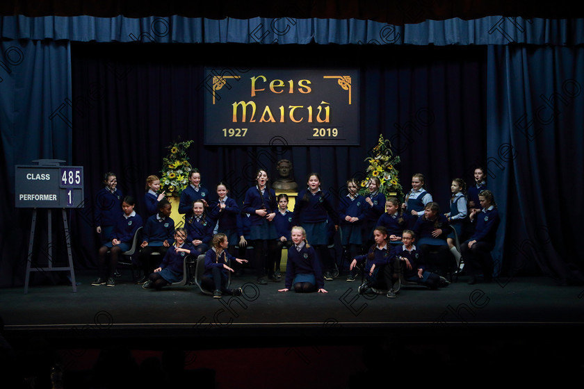 Feis13032019Wed26 
 25~29
Scoil Mhuire Junior School Wellington Road performing.

Class: 485: Action Verse The OBrien Perpetual Cup 5th Class (a) Embrionic Megastars Brian Patten (b) Own Choice.

Feis Maiti 93rd Festival held in Fr. Mathew Hall. EEjob 13/03/2019. Picture: Gerard Bonus.