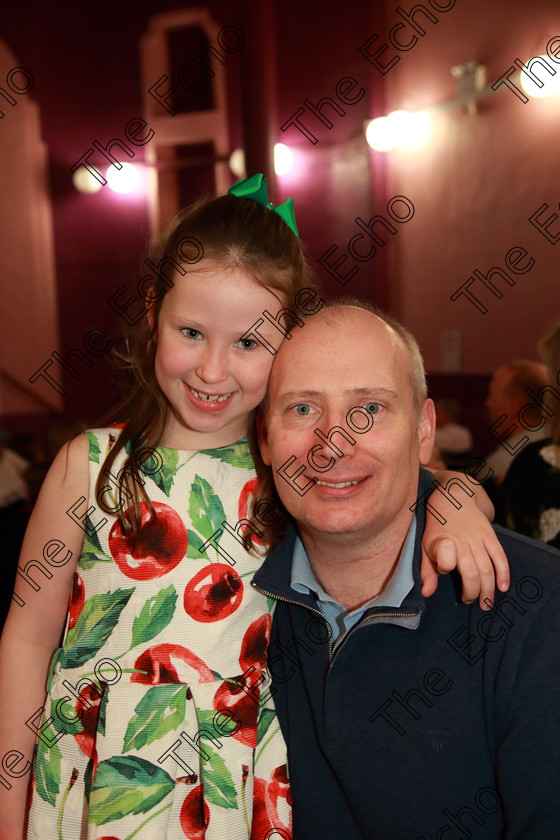 Feis23032019Sat50 
 50
Performer Jessica Ward from Glanmire with her dad Robert.

Class: 369: Solo Verse Speaking Girls 6 Years and Under Section 2 Either Ice Cone Island Bernard Lodge or Night Fright Marian Swinger.

Feis Maiti 93rd Festival held in Fr. Mathew Hall. EEjob 23/03/2019. Picture: Gerard Bonus.