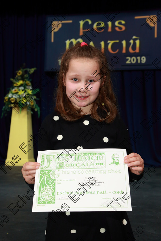 Feis08032019Fri63 
 63
Commended Risn Allen from Douglas.

Class: 366: Solo Verse Speaking Girls 9YearsandUnder Section 1 Either: My Pain Ted Scheu. Or: Midsummer Magic Cynthia Rider.

Feis Maiti 93rd Festival held in Fr. Mathew Hall. EEjob 08/03/2019. Picture: Gerard Bonus