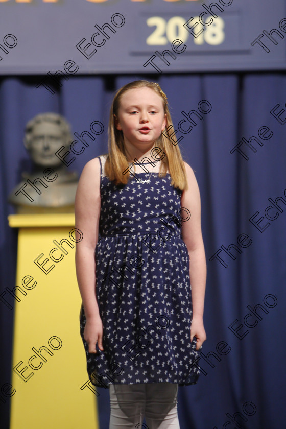 Feis25032018Sun13 
 13
Kaylee Carroll performing.
 Speech and Drama Class: 365: Solo Verse Speaking Girls 10 Years and Under Section 5 Feis Maiti 92nd Festival held in Fr. Mathew Hall. EEjob 25/03/2018 Picture: Gerard Bonus