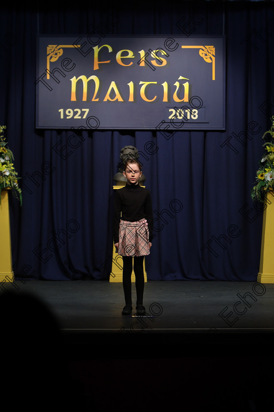 Feis12032018Mon28 
 28
Rachel Dwyer reciting her poem
 Speech and Drama Class: 365: Solo Verse Speaking Girls 10 Years and Under Section 4 Feis Maiti 92nd Festival held in Fr. Mathew Hall. EEjob 12/03/2018 Picture: Gerard Bonus