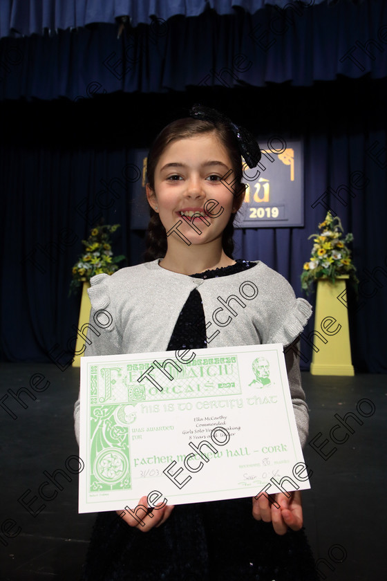 Feis31032019Sun03 
 3
Commended Ella McCarthy from Douglas.

Class: 367: Solo Verse Speaking Girls 8 Years and Under Section 5 Either: Breakdown Jean Kenward or The Haunted House John Foster.

Feis Maiti 93rd Festival held in Fr. Mathew Hall. EEjob 31/03/2019. Picture: Gerard Bonus