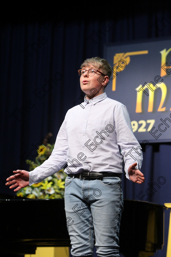 Feis07032018Wed31 
 31
Oskar Smith from Blackrock giving a Bronze performance of Larger Than Life from My Favourite Year.
 Singing and School Choirs Class: 112: The C.A.D.A. Perpetual Trophy Solo Action Song 14 Years and Under Section 1 Feis Maiti 92nd Festival held in Fr. Mathew Hall. EEjob 06/03/2018 Picture: Gerard Bonus.