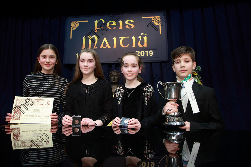 Feis11022019Mon29 
 29
3rd place Niamh McNabola from Aherla; Bronze Medallist Rona Barry Smith from Ovens; Silver Medallist for section 2 Orla OBrien from Douglas and Overall Winner and Silver Medallist of section 1 Simeon Cassidy from Carrigaline.

Class: 213: The Daly Perpetual Cup Woodwind 14 Years and UnderSection 2; Programme not to exceed 8 minutes.

Feis Maiti 93rd Festival held in Fr. Mathew Hall. EEjob 11/02/2019. Picture: Gerard Bonus