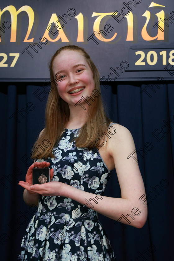 Feis08032018Thu31 
 31
Bronze Medallist ine Watson from Douglas for her performance of The Secret from Daddy Long Legs.
 Singing and School Choirs Class: 112: The C.A.D.A. Perpetual Trophy Solo Action Song 14 Years and Under Section 2 Feis Maiti 92nd Festival held in Fr. Mathew Hall. EEjob 06/03/2018 Picture: Gerard Bonus.