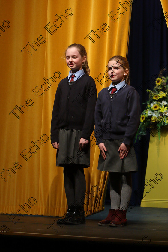 Feis20032018Tue39 
 39~42
Bronze Medallists Duo Lucy Matson and Sarah OSullivan from Ovens for their performance of A Little Princess.
 Speech and Drama Class: 313: Dramatic Duo 8 Years and Under Feis Maiti 92nd Festival held in Fr. Mathew Hall. EEjob 20/03/2018 Picture: Gerard Bonus.