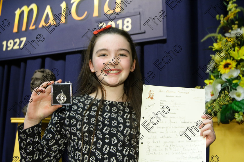 Feis25032018Sun37 
 37
Silver Medallist Ellen OLeary from Whitechurch.
 Speech and Drama Class: 365: Solo Verse Speaking Girls 10 Years and Under Section 5 Feis Maiti 92nd Festival held in Fr. Mathew Hall. EEjob 25/03/2018 Picture: Gerard Bonus