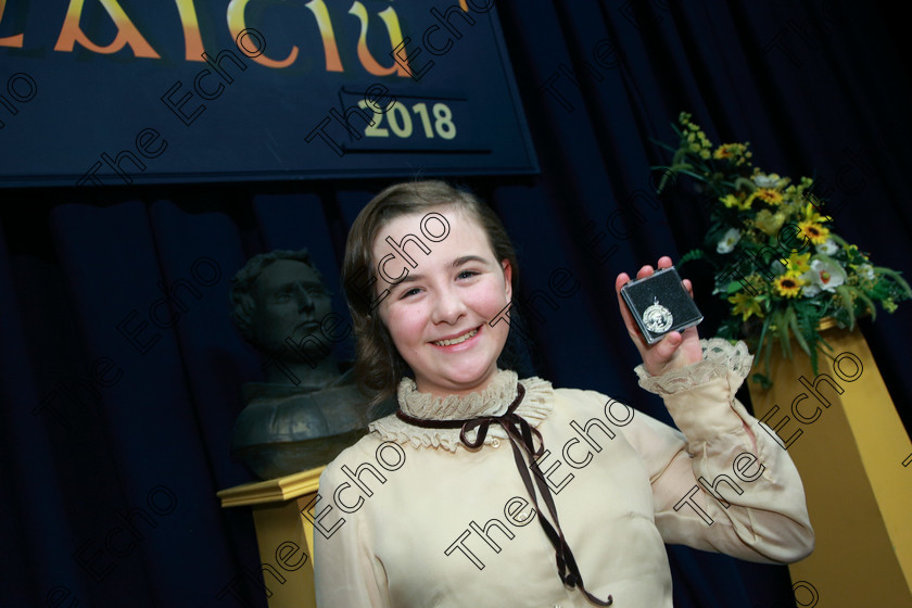 Feis20022018Tue93 
 93
Silver Medallist Faye Herlihy from Ballinhassig.
 Speech and Drama Class: 326: The James ODonovan Memorial Perpetual Cup Year sand Dramatic Solo 14 Section 2 Under Feis Maiti 92nd Festival held in Fr. Mathew Hall. EEjob 20/02/2018 Picture: Gerard Bonus.