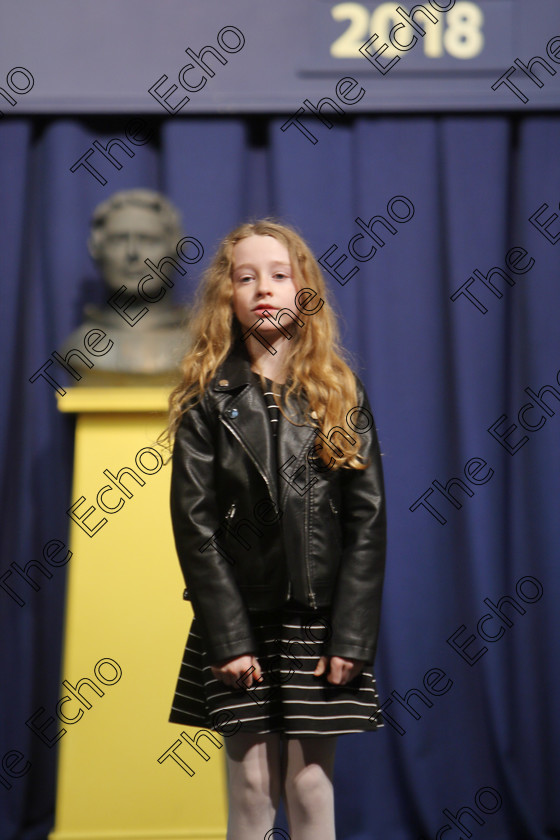 Feis25032018Sun19 
 19
Beth ODonnell reciting poems.
 Speech and Drama Class: 365: Solo Verse Speaking Girls 10 Years and Under Section 5 Feis Maiti 92nd Festival held in Fr. Mathew Hall. EEjob 25/03/2018 Picture: Gerard Bonus