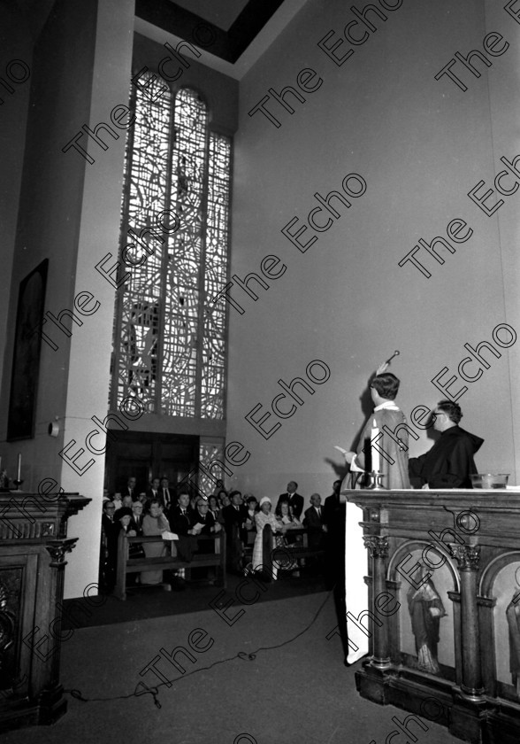 941504 
 For 'READY FOR TARK'
Blessing of window dedicated to Michael Collins at St. Augustines Church, Cork 20/8/1972 Ref. 149/95 old black and white Irish War of Independence