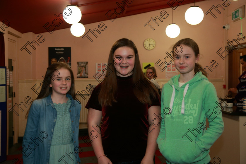 Feis22022018Thu24 
 24
Performers Emer Bradley, Louise Buckley and Elva Blake from Blackrock, Ballinlough and Rochestown.
 Speech and Drama Classes: 363: Solo Verse Speaking Girls 12 Years and Under Section 1
Feis Maiti 92nd Festival held in Fr. Mathew Hall. EEjob 22/02/2018 Picture: Gerard Bonus.