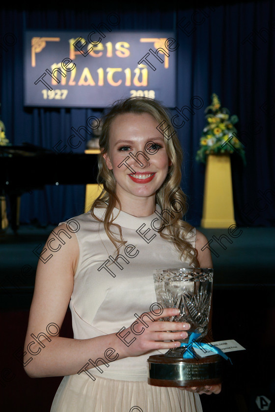 Feis04032018Sun23 
 23
Winner Fiona Falvey from Carrigaline.
 Singing and School Choirs Class: 13: The Lieder Perpetual Prize and Doyle Bursary Bursary Value 100 Lieder Repertoire Feis Maiti 92nd Festival held in Fr. Mathew Hall. EEjob 04/03/2018 Picture: Gerard Bonus