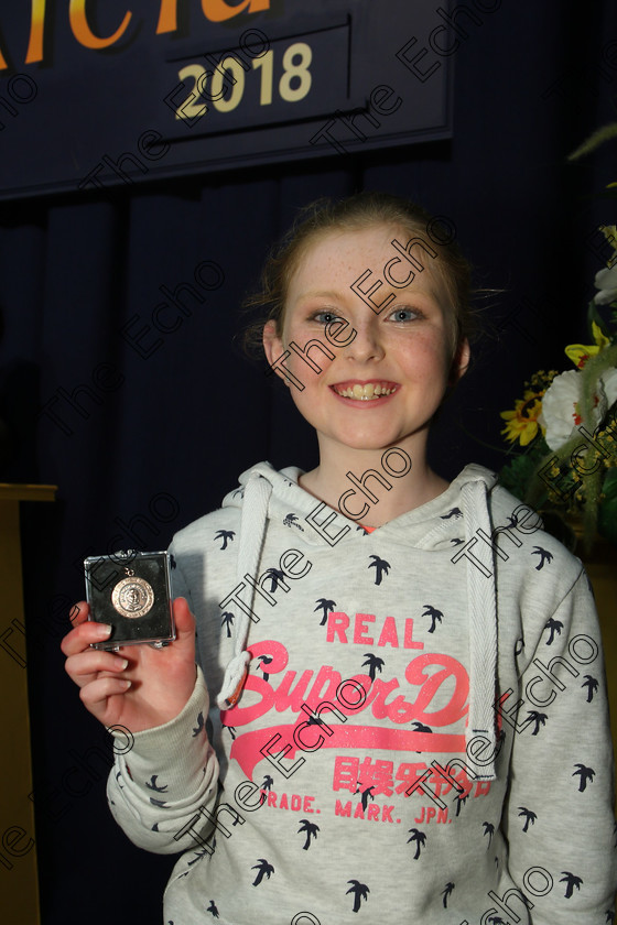 Feis16032018Fri40 
 40
Bronze Medallist Lily Rose Boundy from Mayfield for her performance of The Magic Mirror.
 Speech and Drama Class: 328: The Fr. Nessan Shaw Memorial Perpetual Cup Dramatic Solo 10 Years and Under Section 3 Feis Maiti 92nd Festival held in Fr. Mathew Hall. EEjob 16/03/2018 Picture: Gerard Bonus.