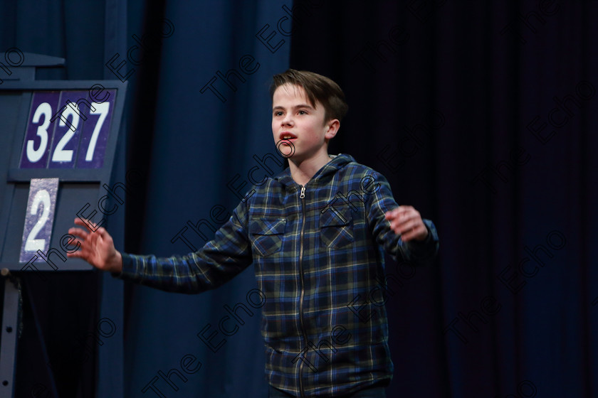 Feis13032019Wed33 
 32~33
Noah Cahill performing Son of Interflux by Gordon Korman.

Class: 327: The Hartland Memorial Perpetual Trophy Dramatic Solo 12 Years and Under Section 3 A Solo Dramatic Scene not to exceed 5 minutes.

Feis Maiti 93rd Festival held in Fr. Mathew Hall. EEjob 13/03/2019. Picture: Gerard Bonus.