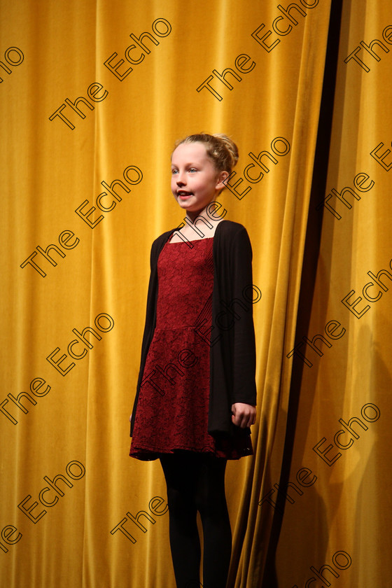 Feis14032018Wed03 
 3~4
Holly Murphy performing Verruca Salt from Charlie and The Chocolate Factory.
 Speech and Drama Class: 328: The Fr. Nessan Shaw Memorial Perpetual Cup Dramatic Solo 10 Years and Under Section1Feis Maiti 92nd Festival held in Fr. Mathew Hall. EEjob 14/03/2018 Picture: Gerard Bonus.