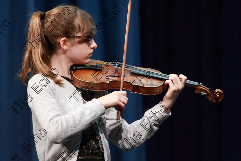 Feis0502109Tue20 
 18~20
Meadhbh N Chathasaigh from Farran performing accompanied by Susan OBrien.

Class: 232: The Houlihan Memorial Perpetual Cup String Repertoire 14 Years and Under Programme of contrasting style and period, time limit 12 minutes.

Feis Maiti 93rd Festival held in Fr. Matthew Hall. EEjob 05/02/2019. Picture: Gerard Bonus