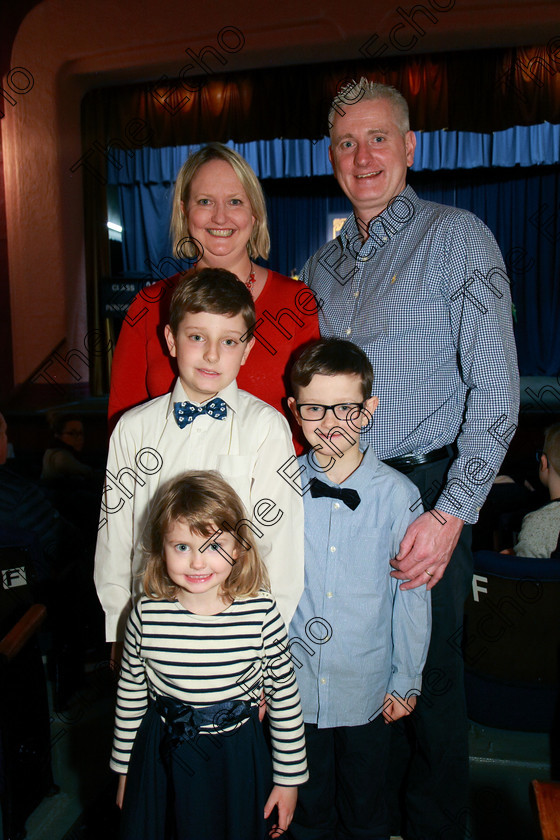 Feis11032018Sun16 
 16
Performer Luke Wilson from Rochestown with his parents Kevin Wilson and Gillian Counihan Wilson, siblings Kevin, Matthew nd Grace.