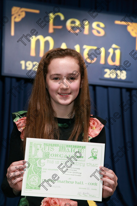 Feis20022018Tue35 
 35
Commended Saoirse McGuinness from Ballincollig.
 Speech and Drama Class: 364: Girls 11 Years and Under Section 1 Feis Maiti 92nd Festival held in Fr. Mathew Hall. EEjob 20/02/2018 Picture: Gerard Bonus.