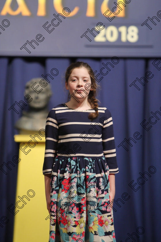 Feis25032018Sun25 
 25
Saoirse Barry reciting poem.
 Speech and Drama Class: 365: Solo Verse Speaking Girls 10 Years and Under Section 5 Feis Maiti 92nd Festival held in Fr. Mathew Hall. EEjob 25/03/2018 Picture: Gerard Bonus