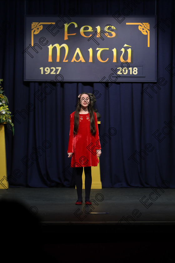 Feis12032018Mon15 
 15
Performer Grace OToole from Douglas reciting her poem
 Speech and Drama Class: 365: Solo Verse Speaking Girls 10 Years and Under Section 4 Feis Maiti 92nd Festival held in Fr. Mathew Hall. EEjob 12/03/2018 Picture: Gerard Bonus