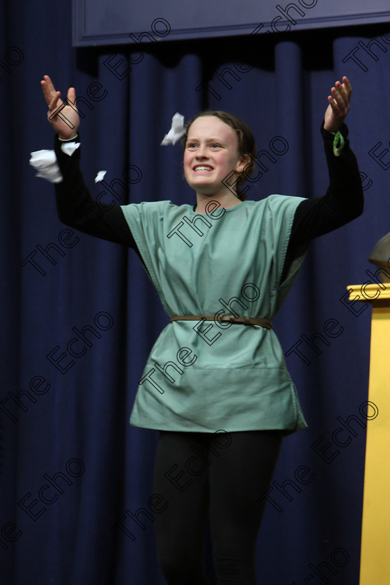 Feis20022018Tue53 
 52 ~ 53
Lucy Hearty performing as Joan of Ark during her death trial.
 Speech and Drama Class: 326: The James ODonovan Memorial Perpetual Cup Year sand Dramatic Solo 14 Section 2 Under Feis Maiti 92nd Festival held in Fr. Mathew Hall. EEjob 20/02/2018 Picture: Gerard Bonus.