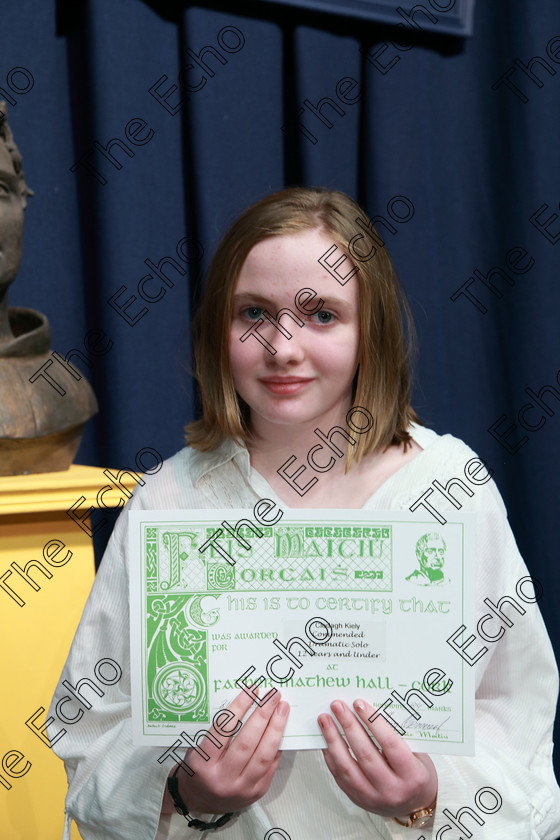 Feis21022018Wed54 
 54
Commended Clodagh Kelly from Mallow.
 Speech and Drama Class: 327: The Hartland Memorial Perpetual Trophy Dramatic Solo12 years and under section 3 Feis Maiti 92nd Festival held in Fr. Mathew Hall, EEjob 21/02/2018 Picture: Gerard Bonus.