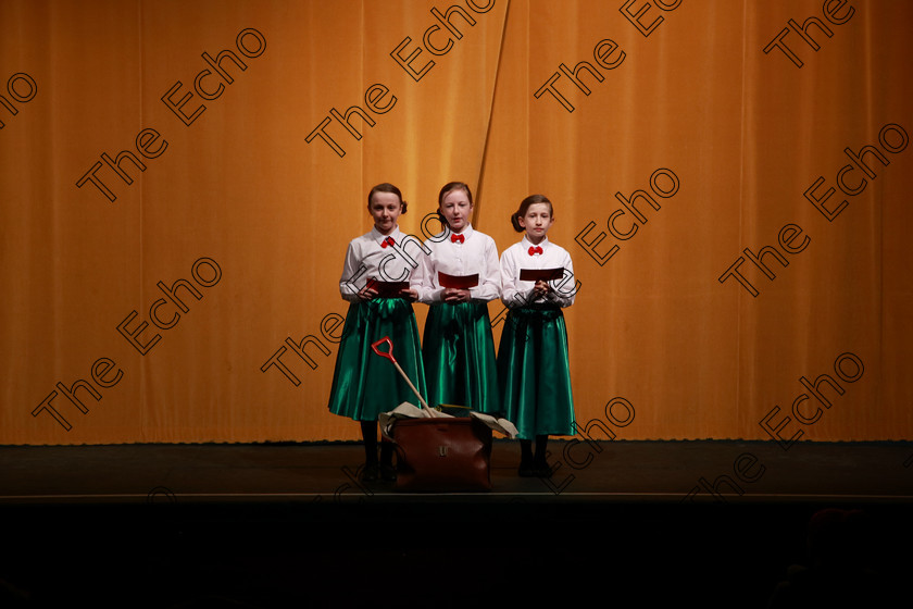 Feis28022018Wed02 
 On a snowy day only one choir made it into the hall for their performance, Scoil mhuire, Ballincollig braved the elements, snow and ice and totally enthralled the adjudicator, Marilynne Davies that she asked them to perform again and they did, spectacularly, showing their skill and talents so well that they were awarded the highest mark of 90 points, a rare achievement made all the more special on a day that most schools were closed due to weather and also making the choirs first visit to eh Feis performing a medley from Mary Poppins during the The Pam Golden Perpetual Cup Group Action Songs Primary Schools Class 104 Feis Maiti 92nd Festival held in Fr. Mathew Hall. EEjob 27/02/2018 Picture: Gerard Bonus.