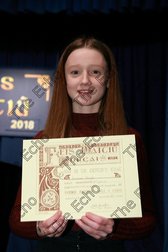 Feis01022018Thu23 
 23
Joint 3rd place Eimear Boyle from Aherla
 Instrumental Music Class: 213: The Daly Perpetual Cup
Woodwind 14Years and Under. Feis Maiti 92nd Festival held in Fr. Matthew Hall. EEjob 01/02/2018 Picture: Gerard Bonus.