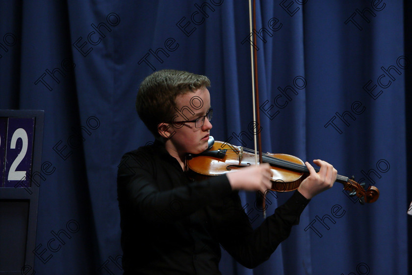 Feis09022018Fri06 
 6
Cillian  Cathasaigh performing.
 Instrumental Music Class: 232: The Houlihan Memorial Perpetual Cup 
String Repertoire 14 Years and Under Feis Maiti 92nd Festival held in Fr. Mathew Hall. EEjob 09/02/2018 Picture: Gerard Bonus.