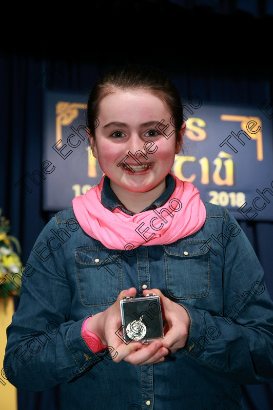 Feis20022018Tue31 
 31
Silver Medallist, Jane Larkin from Ballinora.
 Speech and Drama Class: 364: Girls 11 Years and Under Section 1 Feis Maiti 92nd Festival held in Fr. Mathew Hall. EEjob 20/02/2018 Picture: Gerard Bonus.