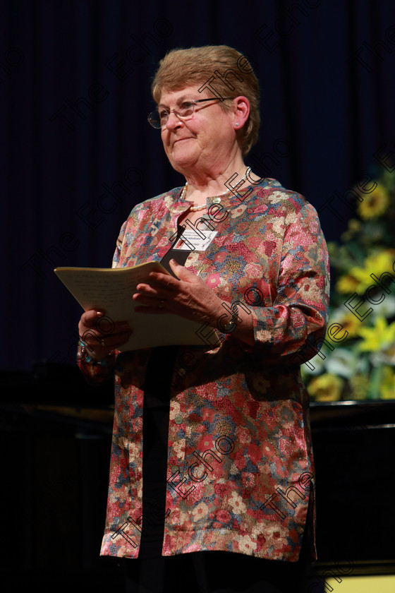 Feis05032019Tue60 
 60
Adjudicator Eileen Field saying a sad farewell to Feis Maiti on her last night.

Class: 23: The London College of Music and Media Perpetual Trophy
Musical Theatre Over 16Years Two songs from set Musicals.

Feis Maiti 93rd Festival held in Fr. Mathew Hall. EEjob 05/03/2019. Picture: Gerard Bonus