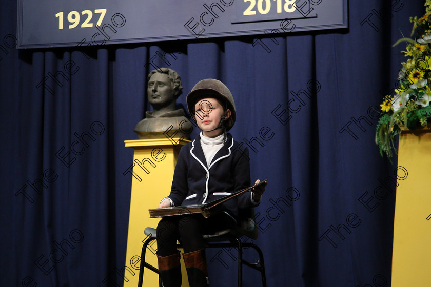 Feis14032018Wed18 
 17~18
Aisling Hyde giving a 5rd place performance of Emily The Resident Ghost 
 Speech and Drama Class: 328: The Fr. Nessan Shaw Memorial Perpetual Cup Dramatic Solo 10 Years and Under Section1Feis Maiti 92nd Festival held in Fr. Mathew Hall. EEjob 14/03/2018 Picture: Gerard Bonus.