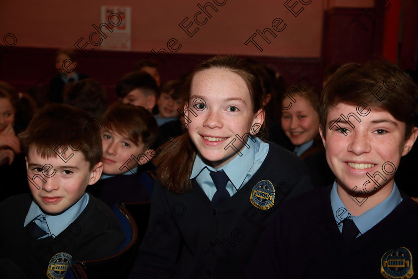 Feis28022019Thu25 
 25
Jack Wood, Caoimhe Hayden and Finn Fitzgerald from Scoil Naomh Fionn. Rennies.

Class: 84: The Sr. M. Benedicta Memorial Perpetual Cup Primary School Unison ChoirsSection 1Two contrasting unison songs.

Feis Maiti 93rd Festival held in Fr. Mathew Hall. EEjob 28/02/2019. Picture: Gerard Bonus