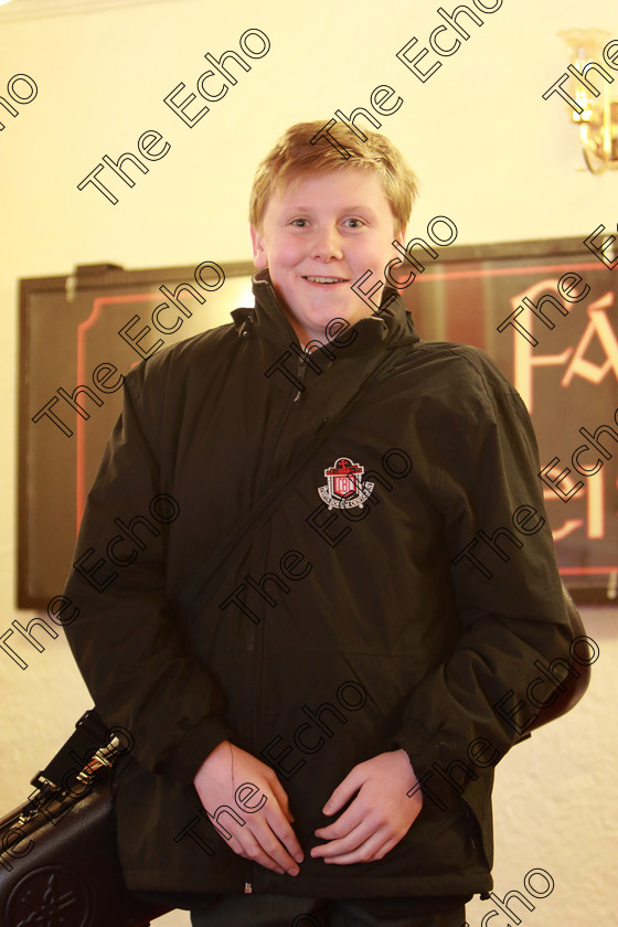 Feis13022019Wed26 
 26
Performer Charlie Cassidy from Rathpeacon arriving for his class.

Class: 204: Brass Solo 14 Years and Under Programme not to exceed 5 minutes.

Class: 205: Brass Solo 12Years and Under Programme not to exceed 5 minutes.