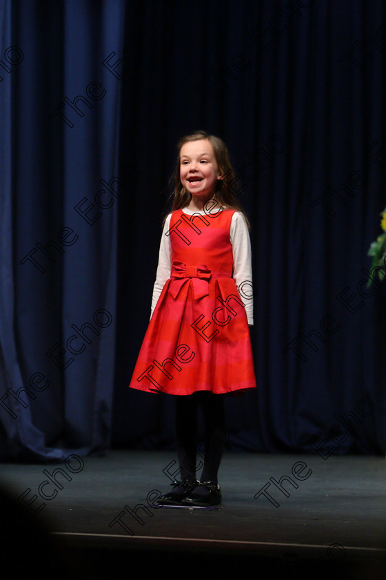 Feis24022018Sat22 
 22
Louise Finn performing.
 Speech and Drama Class: 369: Solo Verse Speaking Girls 6 Years and Under Section 3 Feis Maiti 92nd Festival held in Fr. Mathew Hall. EEjob 24/02/2018 Picture: Gerard Bonus.