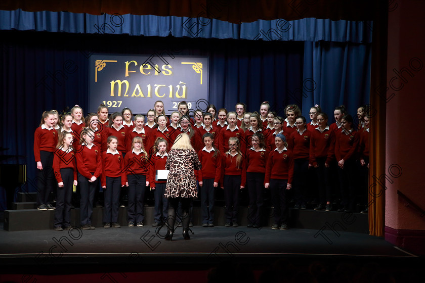 Feis27022019Wed43 
 43~45
Loreto 1st Year A. singing Shadow March conducted by Sharon Glancy.

Class: 83: The Loreto Perpetual Cup Secondary School Unison Choirs

Feis Maiti 93rd Festival held in Fr. Mathew Hall. EEjob 27/02/2019. Picture: Gerard Bonus