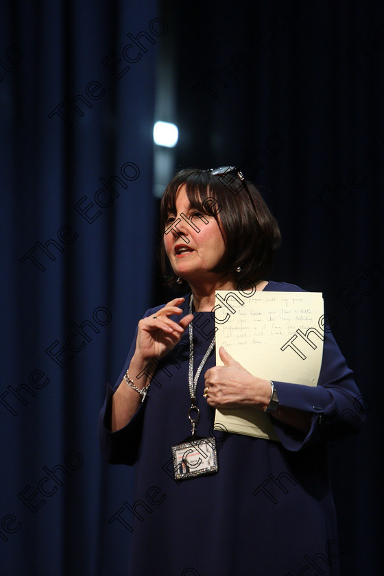 Feis24032018Sat66 
 66
Adjudicator Maeve ODonoghue speaking to the performers.
 Speech and Drama Class: 312: Dramatic Duo 10 Years and Under Feis Maiti 92nd Festival held in Fr. Mathew Hall. EEjob 24/03/2018 Picture: Gerard Bonus