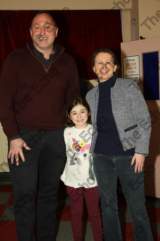 Feis21032018Wed17 
 17
Clodagh Crotty-Glavin from Carrigtwohill with her patents Barry Glavin and Aoife Crotty.
 Labhairt na Filocht agus Mreanna Drmaochta Class: 517: Corn Helen Bharslabhairt 7 Bliana DAois N Faoina Roinn 1 Feis Maiti 92nd Festival held in Fr. Mathew Hall. EEjob 21/03/2018 Picture: Gerard Bonus.