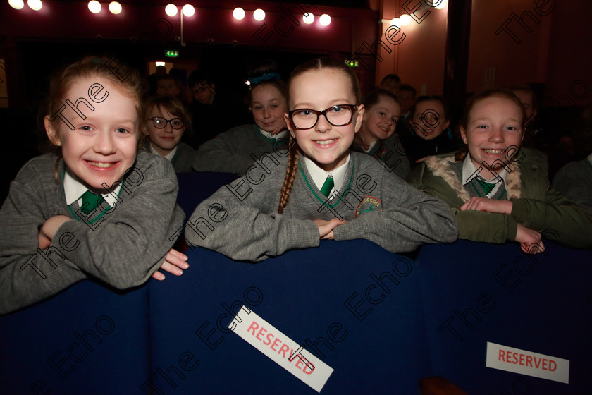 Feis20032019Wed07 
 7
Risn Scully, Katie Ann Lawson and Ella OConnor from Gaelscoil and Teaghaigh Naoife.

Class: 476: The Peg OMahony Memorial Perpetual Cup Choral Speaking 4th Class (a) The Three Little Pigs Marian Swinger (b) Own Choice.

Feis Maiti 93rd Festival held in Fr. Mathew Hall. EEjob 20/03/2019. Picture: Gerard Bonus.