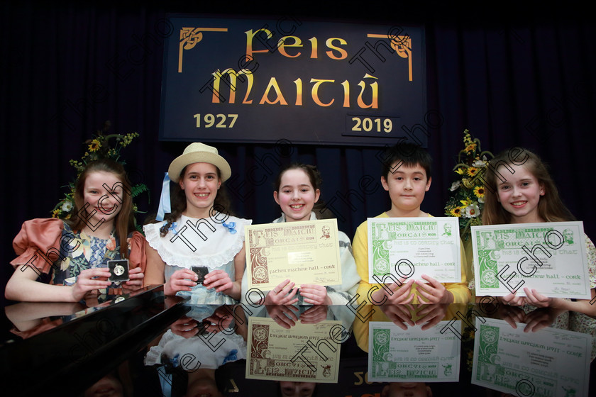 Feis05032019Tue14 
 14
Silver Medallist Clodagh OHalloran from Glanmire; Bronze Medallist Aoife Tuthill from Kilbrittain; 3rd place Lucy Chapman for her singing Outcast from Hunchback of Notre Dame; Commended Oisn Drew from Rockboro for singing Alone In The Universe from Seussical the Musical and Commended Emma Kirby from Little Island.

Class: 113: The Edna McBirney Memorial Perpetual Award Solo Action Song 12 Years and Under Section 2 An action song of own choice.

Feis Maiti 93rd Festival held in Fr. Mathew Hall. EEjob 05/03/2019. Picture: Gerard Bonus